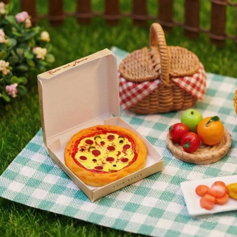 1/12 Doll House Miniature Pizza Set Food Play Model Figure With Realistic Design Safe Resin Figurine For Kid Pretend Play