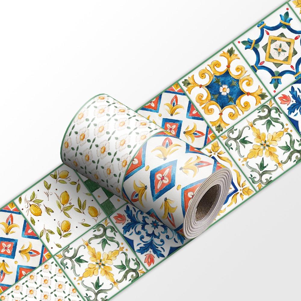 European Style Ceramic Wall Stickers Peel & Stick Waterproof Peel and Stick Tile Self-Adhesive Easy Install Tile Decals