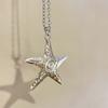 Exaggerated Metal Big Starfish Pendant Necklace for Women Gothic Hip Hop Copper Color Pentagram Star Chain Necklace Y2K Zircon