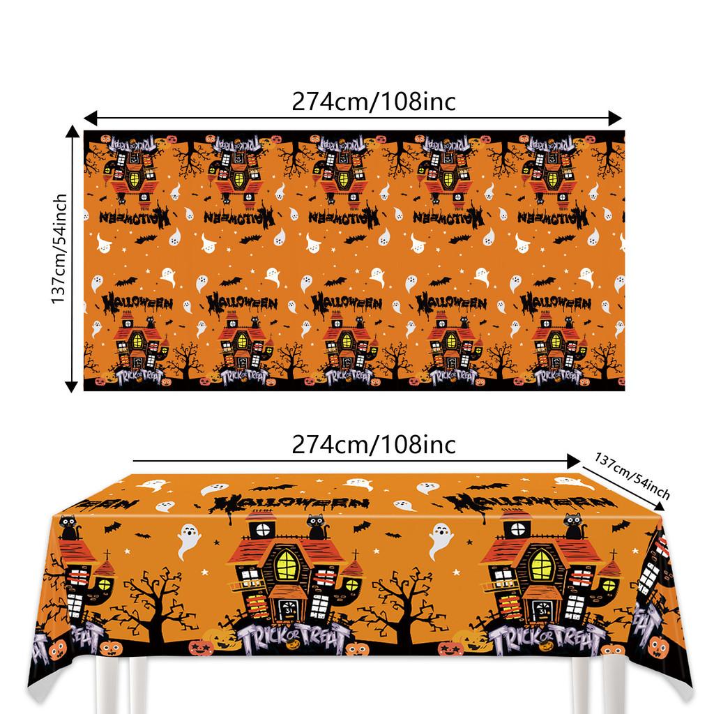 Halloween Festive Table Cover With Ghost And Castle Print For Holiday Parties