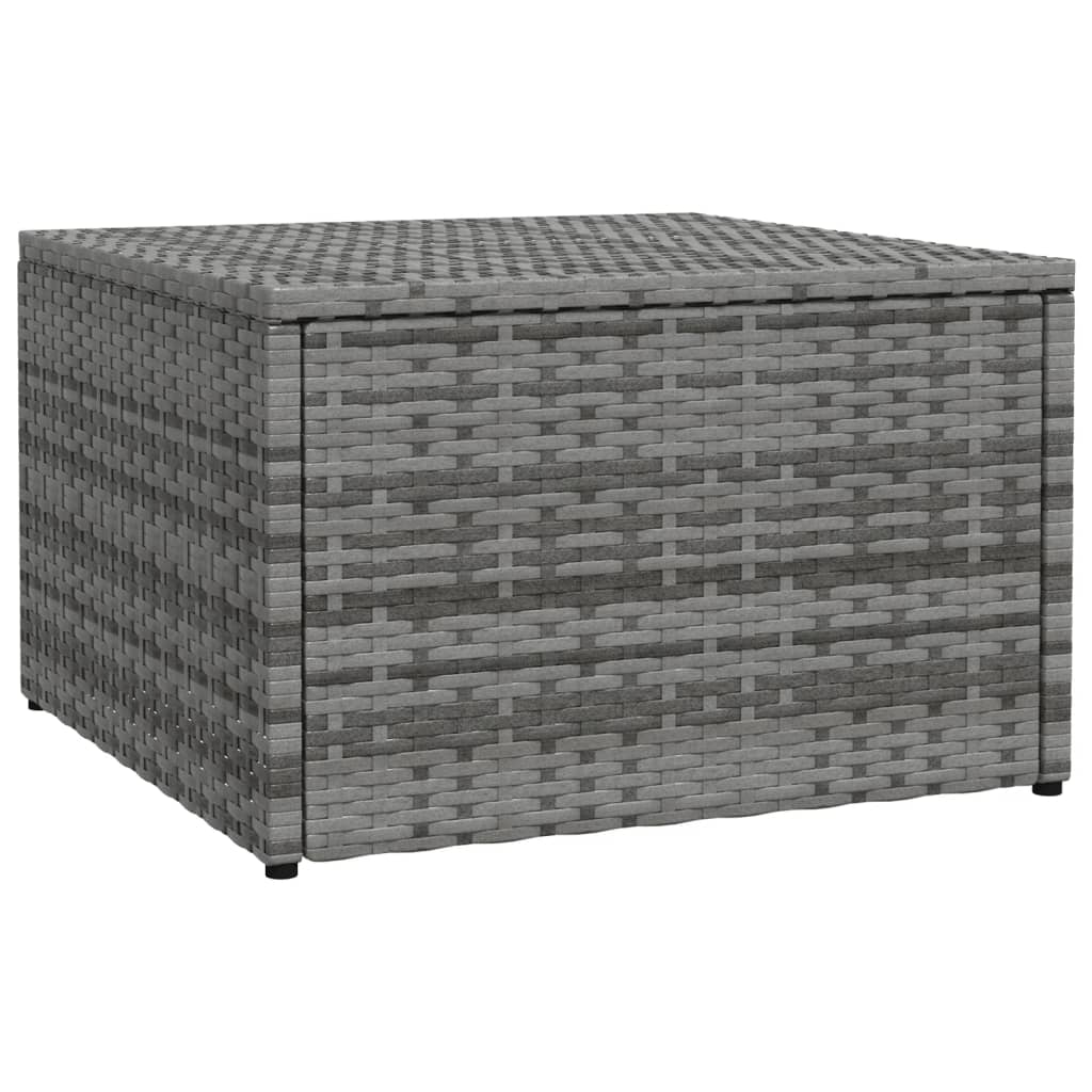 Outdoor Footstool with Cushion Gray Poly Rattan