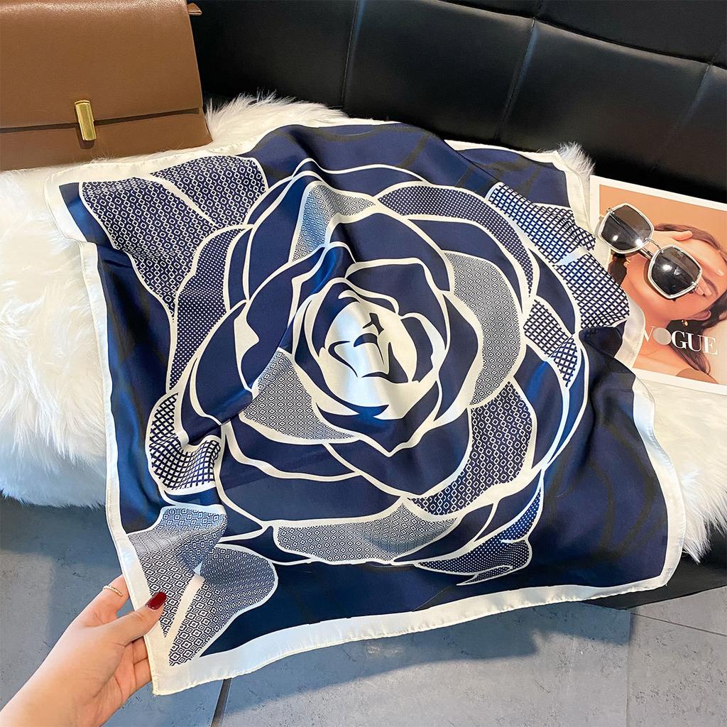 Spring Square Scarf 70Cm High-End Simulation Silk Scarf Women'S Fashion Headscarf Versatile Small Scarf