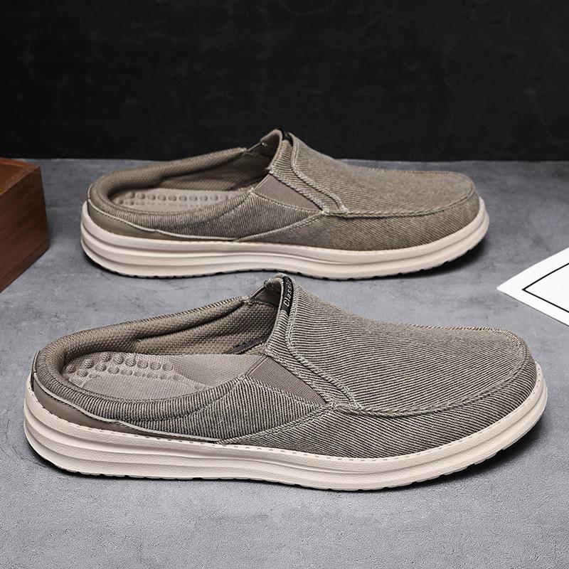 Summer Mens Casual Shoes Slip On Half Shoes New Arrival Canvas Shoes Breathable Muller Footwear Comfy Flats Handmade Lazy Shoes