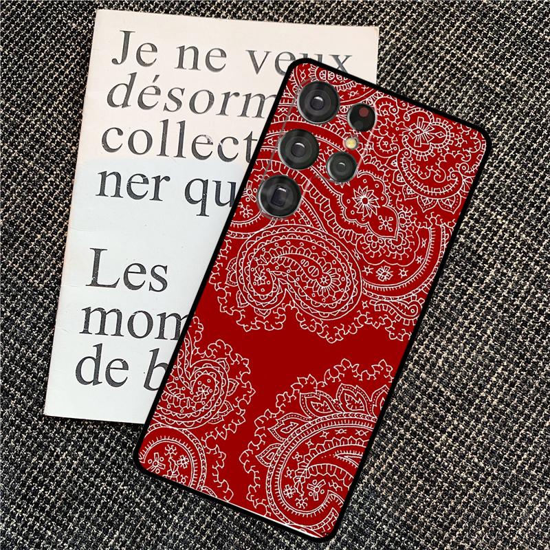 Red Bandana Paisley Case For Samsung Galaxy S25 Ultra S20 S21 S22 S23 S24 Ultra S9 S10 Plus S25 FE Back Cover