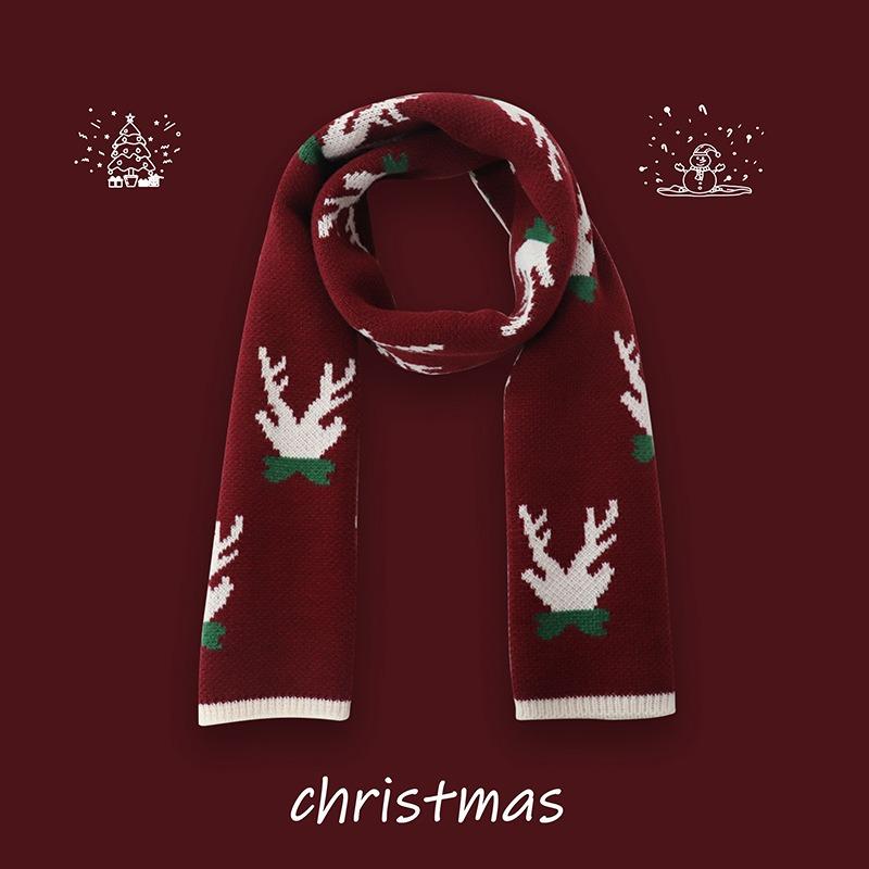 New red Christmas gift new scarf women's winter shawl thickened trendy versatile scarf atmosphere