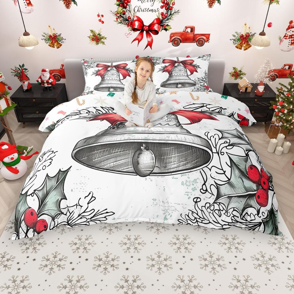 Set cearșaf de plapumă Homewish Crăciun Turta dulce pentru Copii, Set de Pat Merry Xmas, Set Cearșaf de Plapumă Cadouri An Nou Fericit