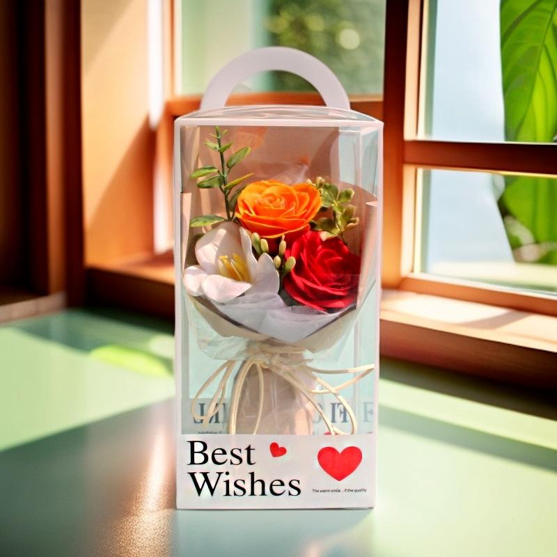 

Rose Flower Bouquet Soap Flowers Artificial Floral Gift For Girl Boy Friend Christmas Valentine Wedding Party Favor See description красный