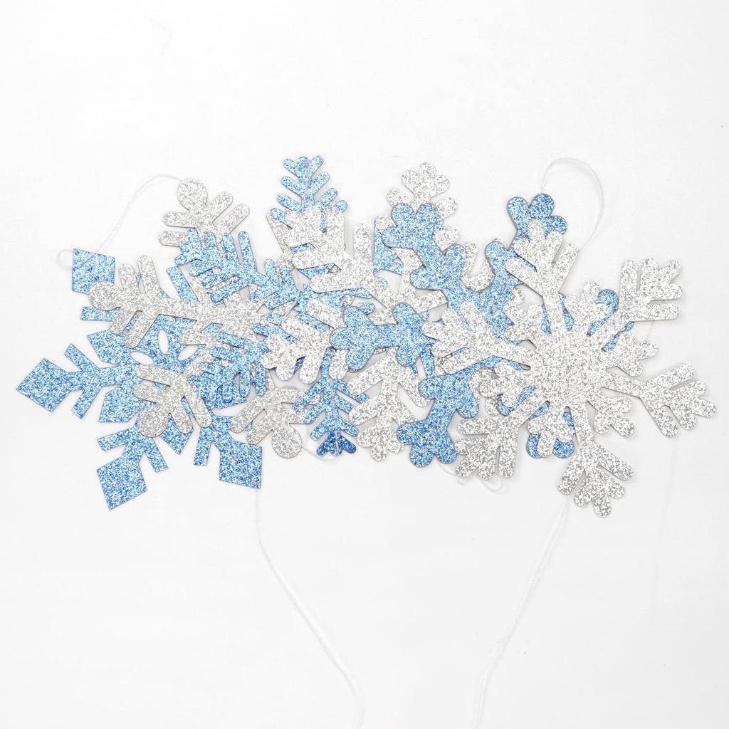 Snowflake-Snow Blue-Silver Christmas Party-Decorations Garland - 6pcs Winter Wonderland Girl Frozen Birthday Hanging Decoration Streamers Banner,