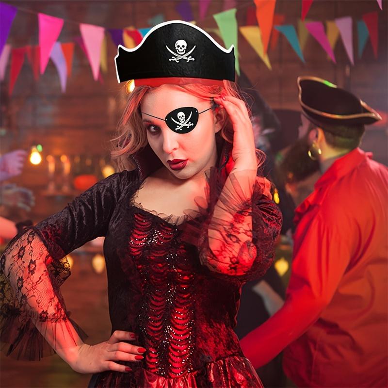 20pcs Pirate Eye Patches Captain Hat Set Skull Print Halloween Cosplay Adult Dress Up Felt One Eye Decoration Theme Party Props