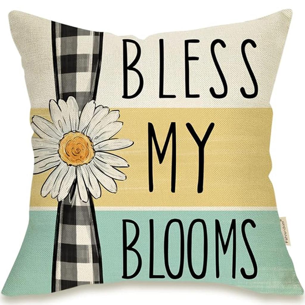 New Spring Fresh and Beautiful Linen Pillowcase Sofa Bedside Plant Flower Pillow Cushion Cover