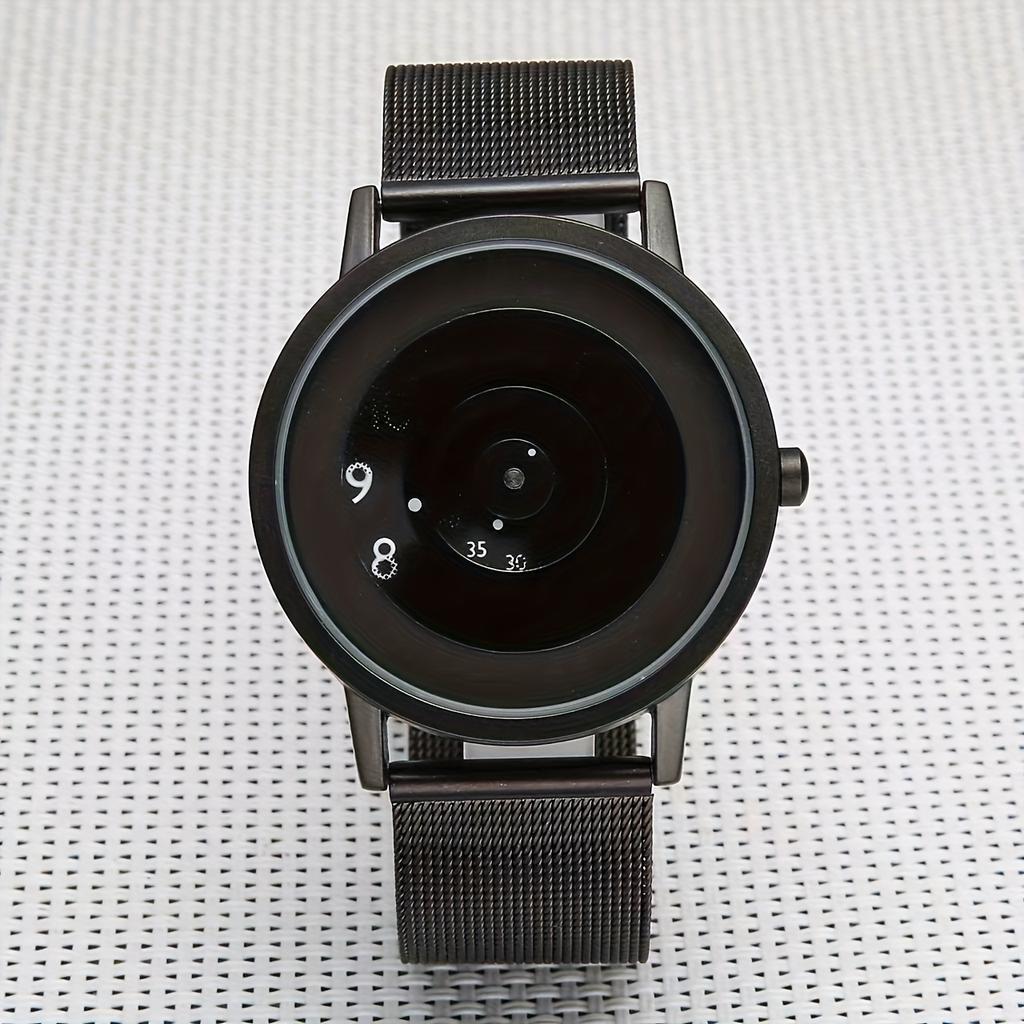 1pcSteel Band Creative Trend Pointless Style Watch Women's Simple and Elegant Style Black Technology Men's Watch