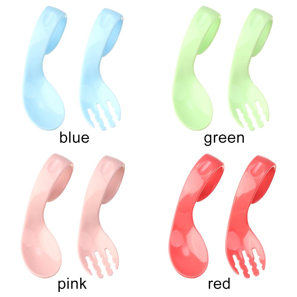 Antislip Utensils Portable Tableware Sets Twist Fork Spoon Suit Infant Training Baby 2Pcs/Set