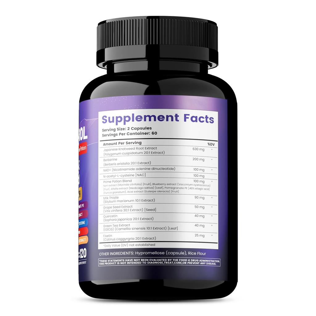 Resveratrol Supplements, Milk Thistle, Berberine, Quercetin, and Green Tea Extract Improve Aging and Provide Antioxidant Benefits.