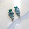 Geometric Alloy Long Earrings For Women With Colorful Rhinestones In Fashion Spring