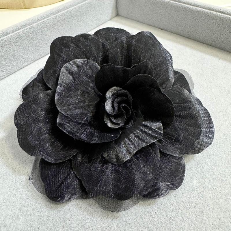 Vintage Elegant Black Camellia Brooch Mourning Brooches Women Collar Pins Suit Shirt Tie Corsage Clothes Jewelry Accessories
