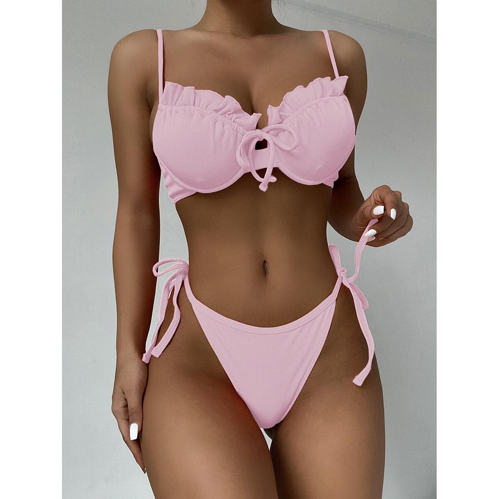 Femmes Bikini Push Up 5 couleurs maillot de bain maillot de bain pour femme Sexy Bikini ensemble à volants Biquini Micro Bikini Biquini maillot de bain maillot de bain