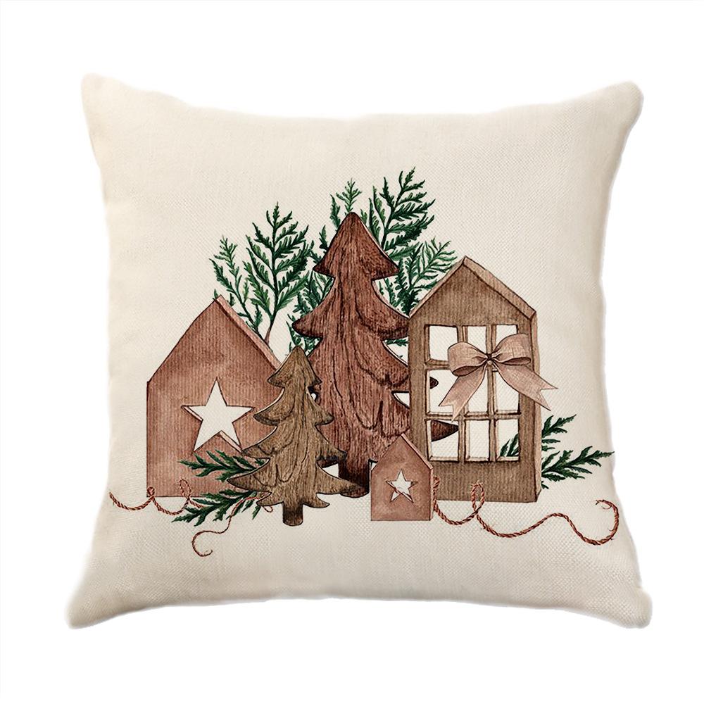 Christmas Theme Printed Sofa Pillow Case Christmas Atmosphere Decoration Bay Window Cushion