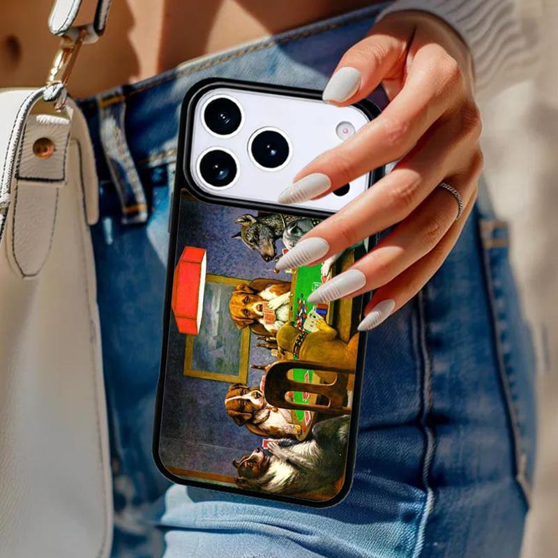 Dogs Playing Poker Phone Case For iPhone 17 Air 14 15 13 12 Max Cover For Apple 14 15 16 16e 11 Pro Max Plus