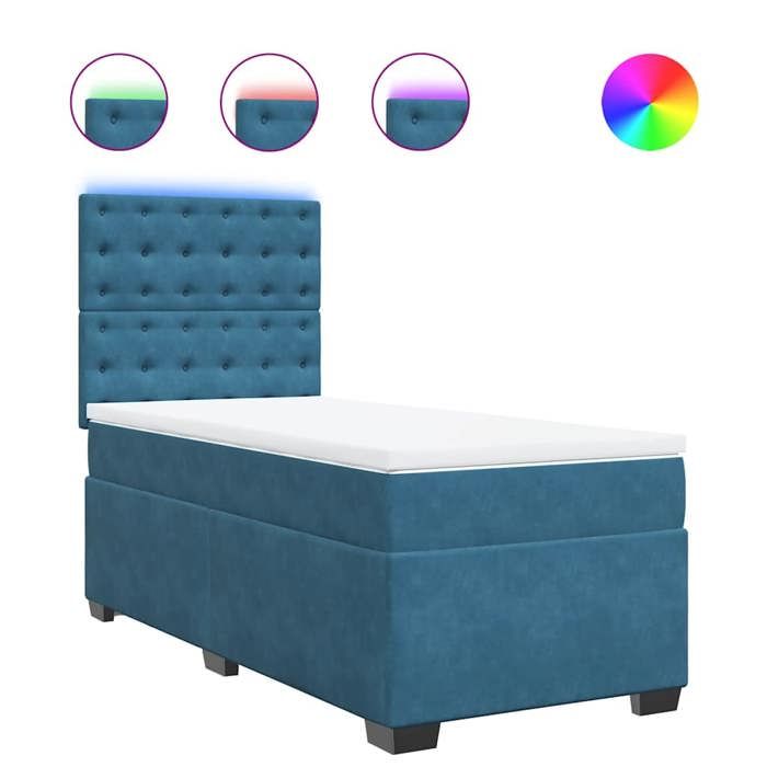 Maison Exclusive - Sommier à lattes de lit avec matelas bleu 90x200 cm velours