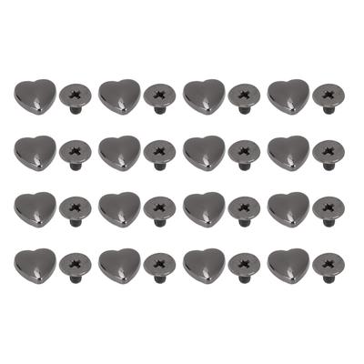 20 Pcs Heart Rivets 10mm Metal Decorative Heart Shape Rivets with PH Screws for Leather Projects