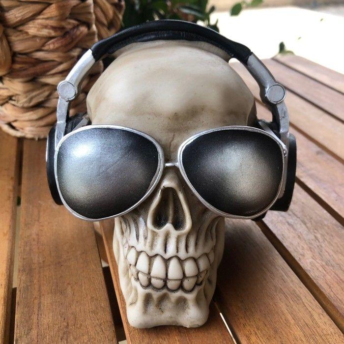 Tirelire - zampeda1 - tête de mort - polyrésine - 13,5 x 11,5 x 14 cm