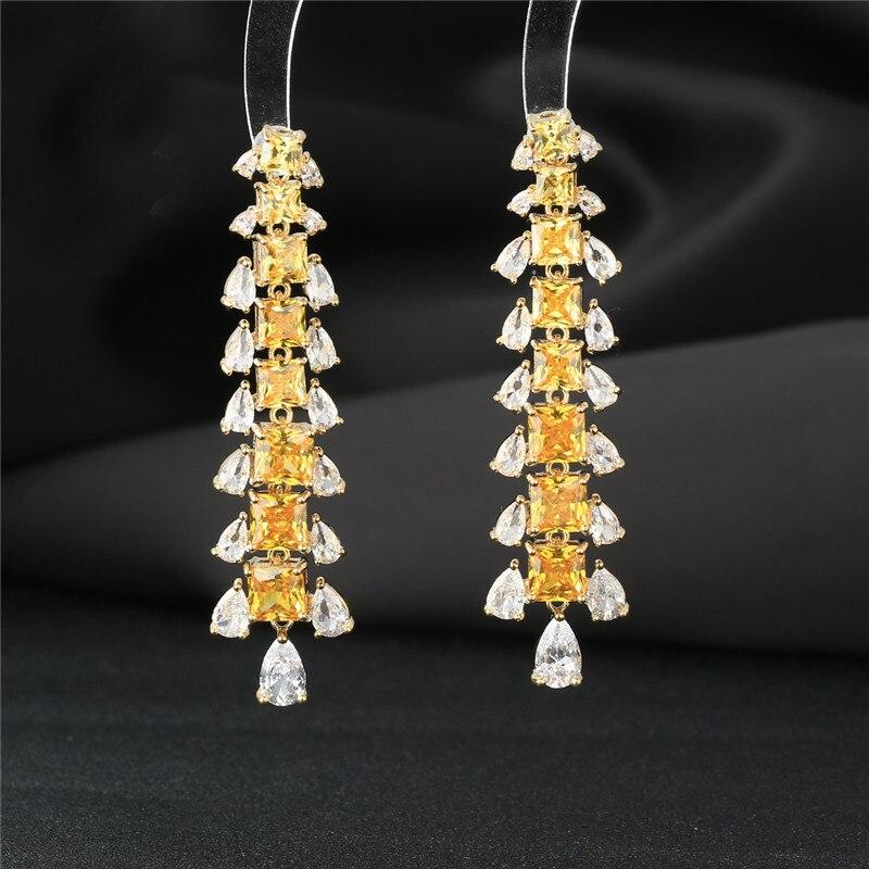 European and American Elegant Temperament Long CZ Dangle Earrings for Women 2022 Fashion Brand Jewelry Design Statement Eardrop
