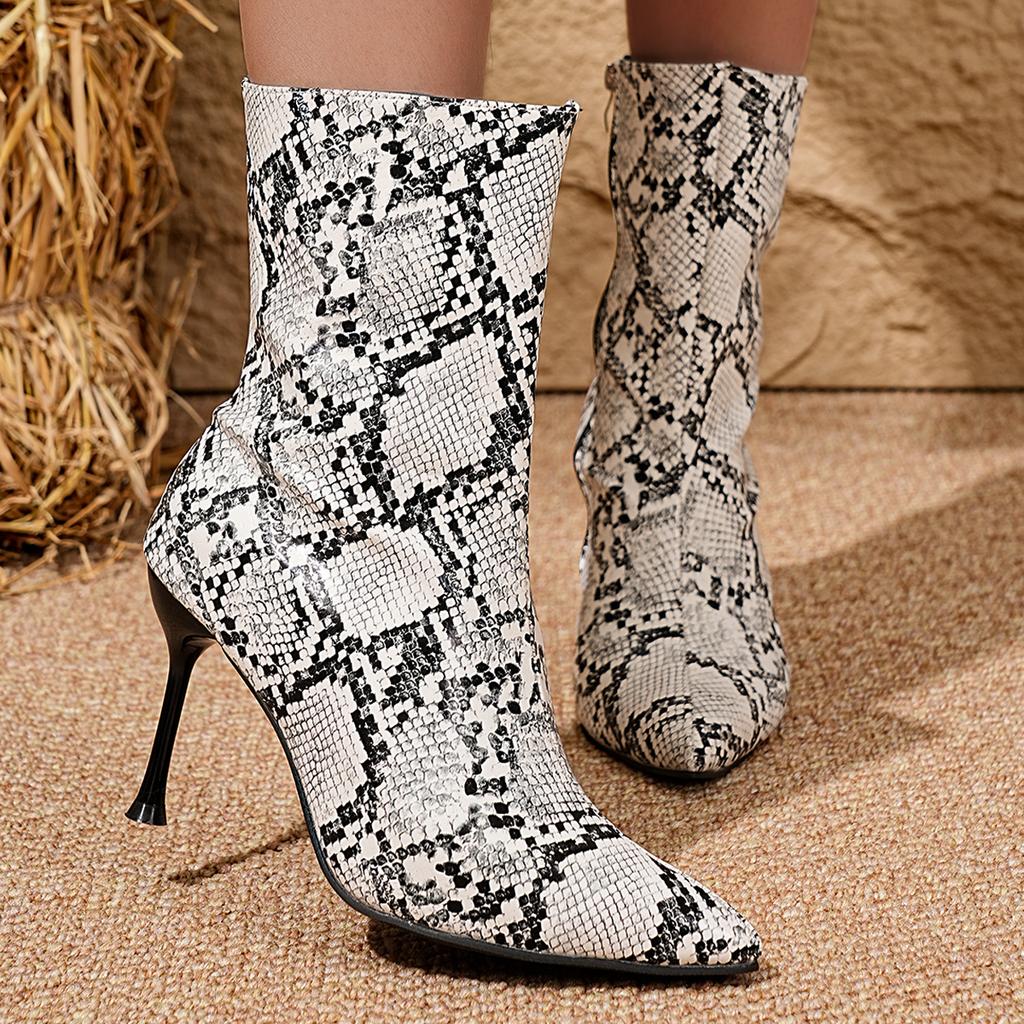 2025 Big Size Winter Women Ankle Boots Thin High Heels Shoes Women Party Office Belt Buckle Pointed Zipper Short Boots