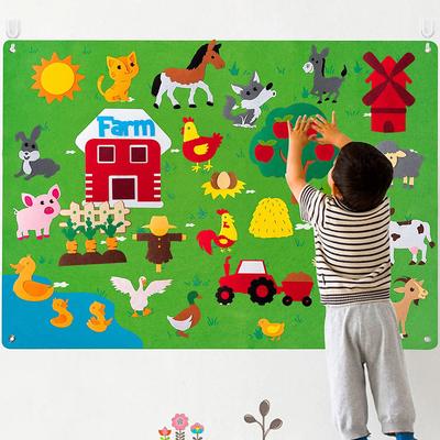 Bauernhof Tiere Filz Story Board Bauernhaus Storybook Wand Hängen Dekor Montessori Frühen Lernen Interaktive Puzzle Spielzeug Kinder Geschenk