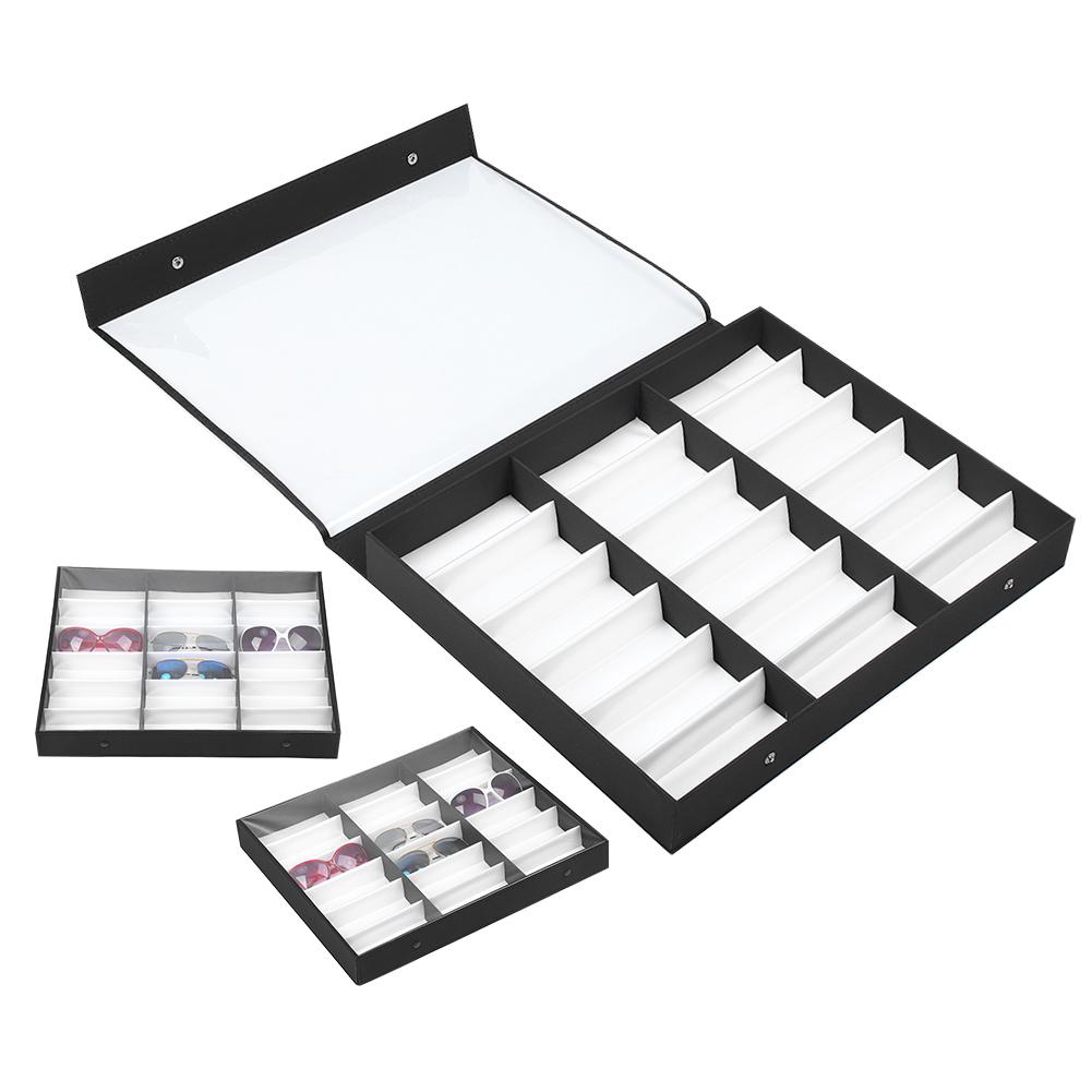 18 Grids Glasses Case Organizer Sunglasses Storage Box Jewelry Display Container
