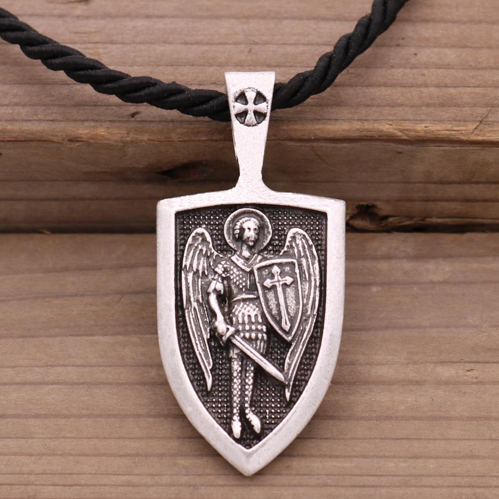 Archangel St. Michael Divine Shield Amulet Pendant Russian Orthodox Men's Necklace