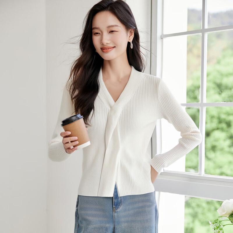 Handu Yishe Women's V-Neck Long-Sleeve Knit Top