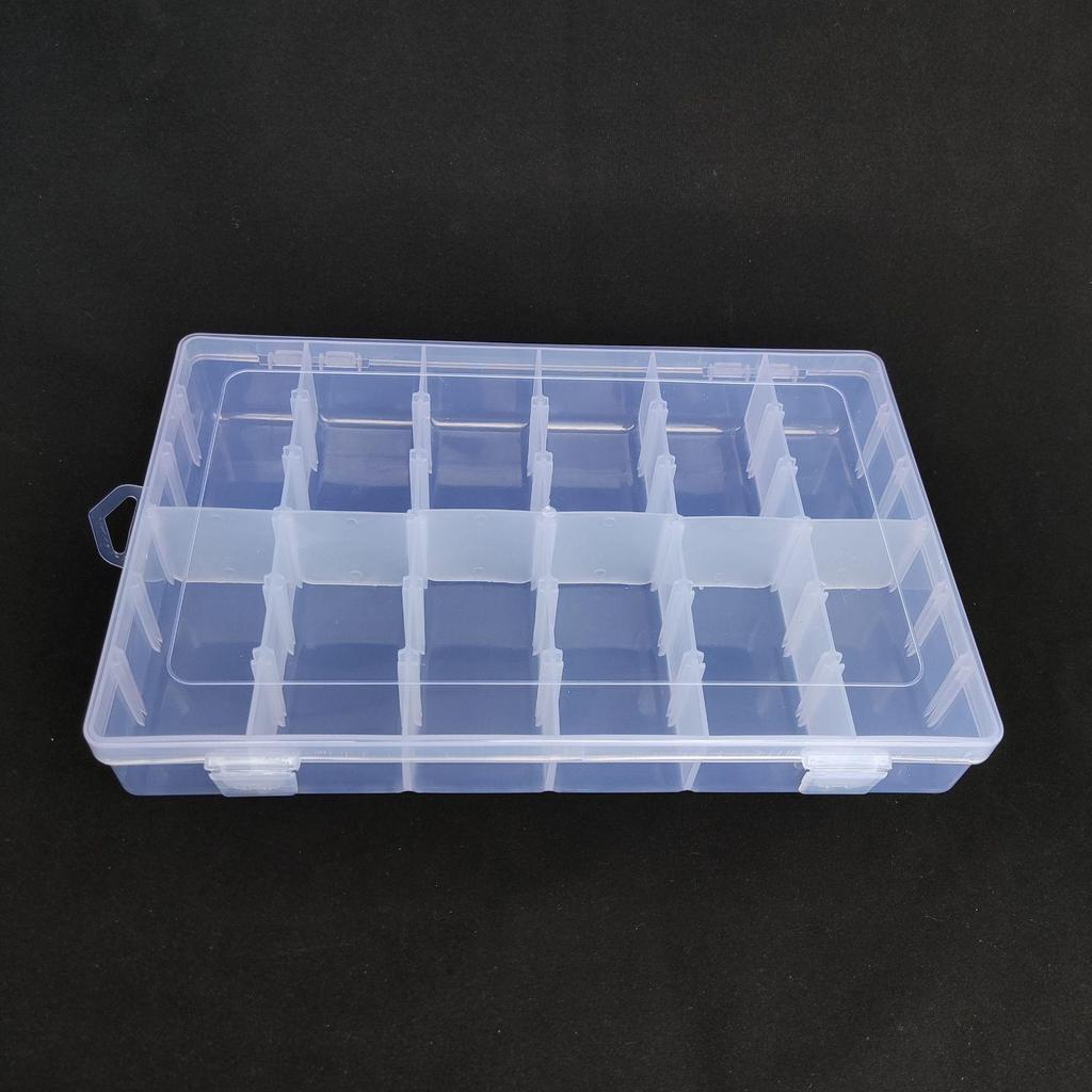 12-Grid Clear Plastic Storage Box with Dividers for Jewelry, Beads, Wiper Arms, Electronics, or Hardware