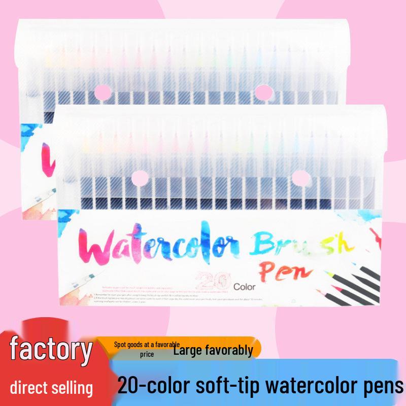 20-Color Soft Brush Watercolor and Calligraphy Pen Set for Manga and Hand-painting