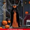 2D Halloween Horror Evil Pumpkin Man Hanging Background Cloth Halloween Terror Atmosphere Indoor and Outdoor Decoration Supplies