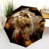 Persian Cat and Plant pattern, automatic folding umbrella, portable and foldable design, 8 ribs, a Christmas or birthday gift.