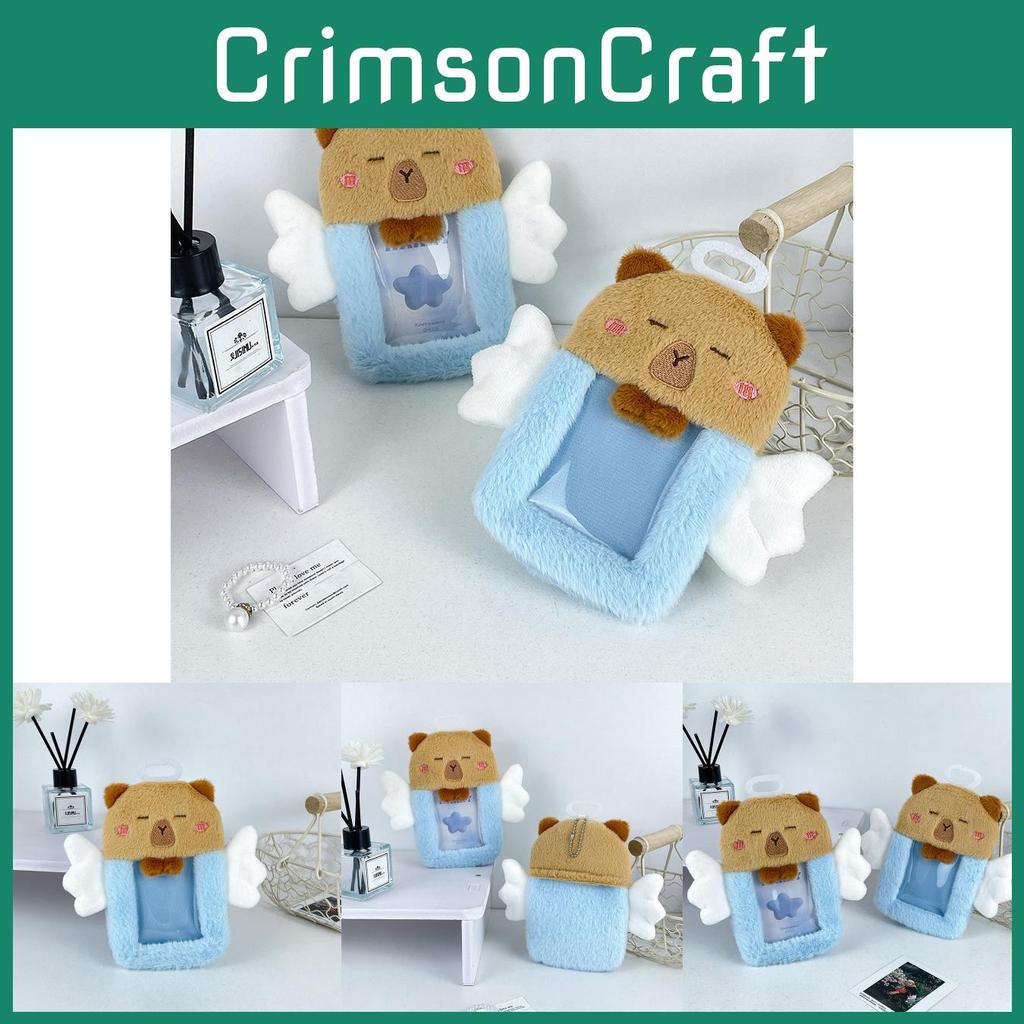 Delightful Capybara Angel Plush Card Bag For Student Meal Card And Id Wallet