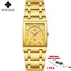 WWOOR Brand Luxury Gold Bracelet Men's Watches Fashion Square Quartz Wrist Watch For Men Stainless Steel Waterproof Reloj Hombre