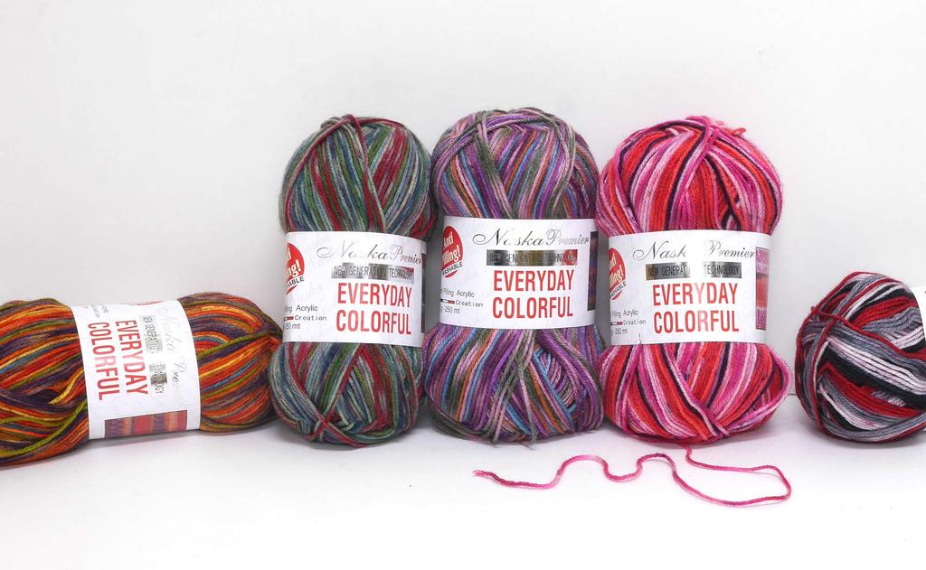 NASKA Everyday Colorful Yarn Medium Thick Gray 100g 250m Set of 5 Balls Col.320 Approx. N-57
