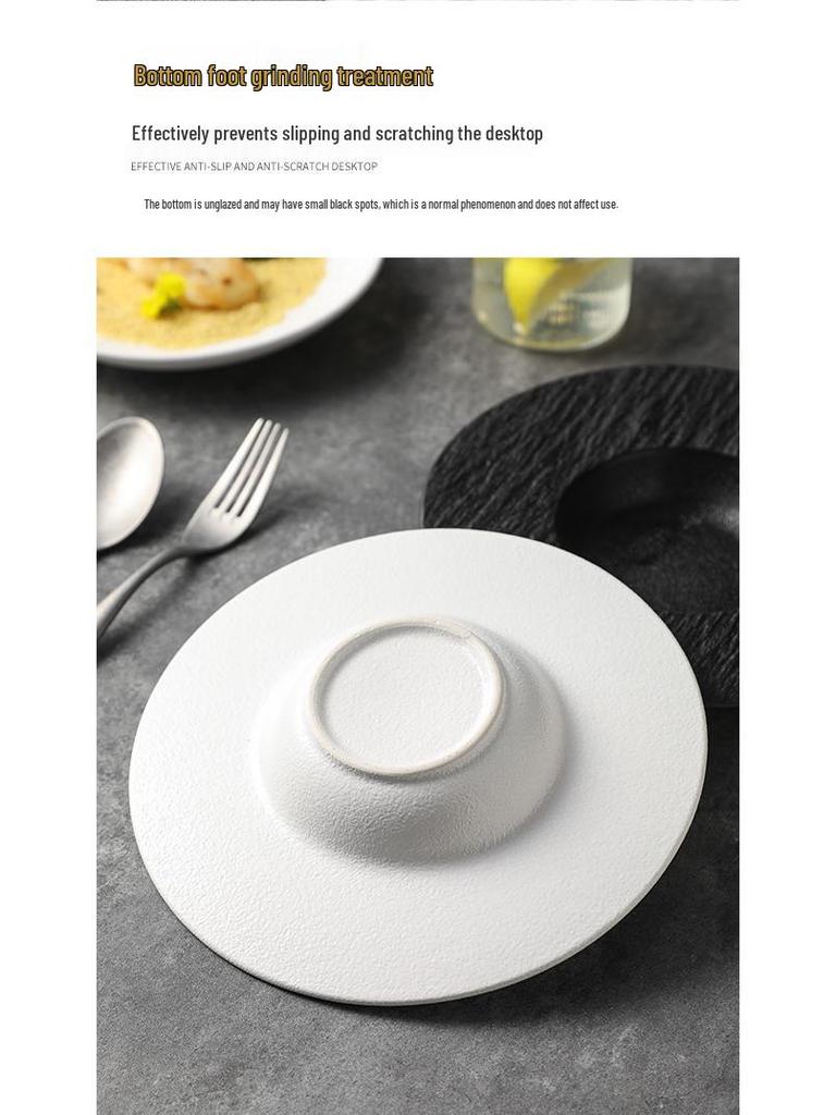 Rock Texture Ceramic Plate – Western & Japanese Style for Pasta, Salad, Soup, and More