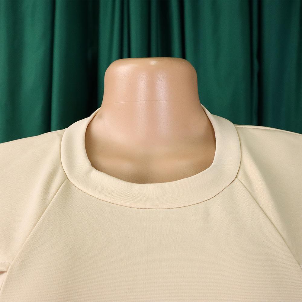 YYFS Dámská móda Léto Jaro Jednobarevný potisk Neformální šaty s krátkým rukávem do O-výstřihu a vysokým pasem