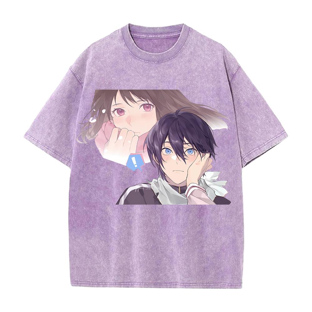 Anime Noragami Yato Iki Hiyori Graphic T Shirt Men Women Clothing Casual Cotton Tshirt Vintage Washed T-shirt Harajuku Male Tops