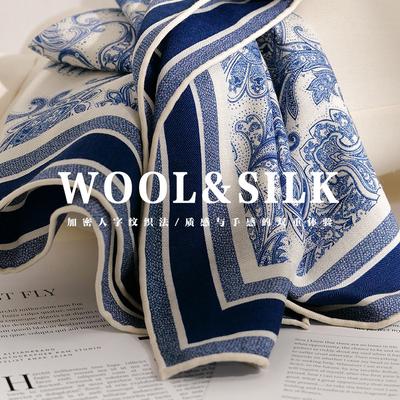 70% Wool 30% Real Silk Scarf Women Shawls Wraps Foulard Scarves Pashmina Female Hijab Bandana Bufanda Poncho Square Kerchief