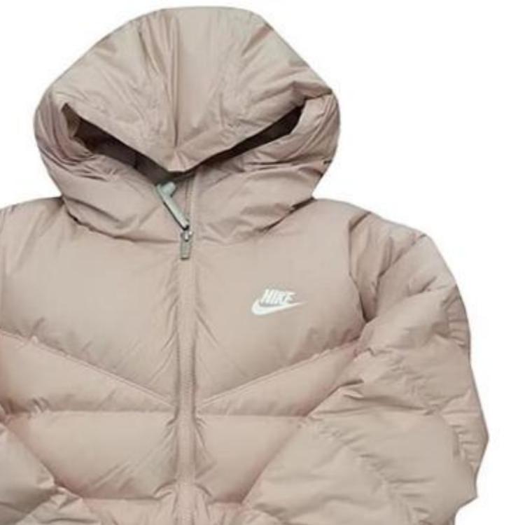 Nike Logo Lässige Dicke Warme Mittellange Daunenjacke Damen Oberbekleidung Hellrosa DQ6874-601