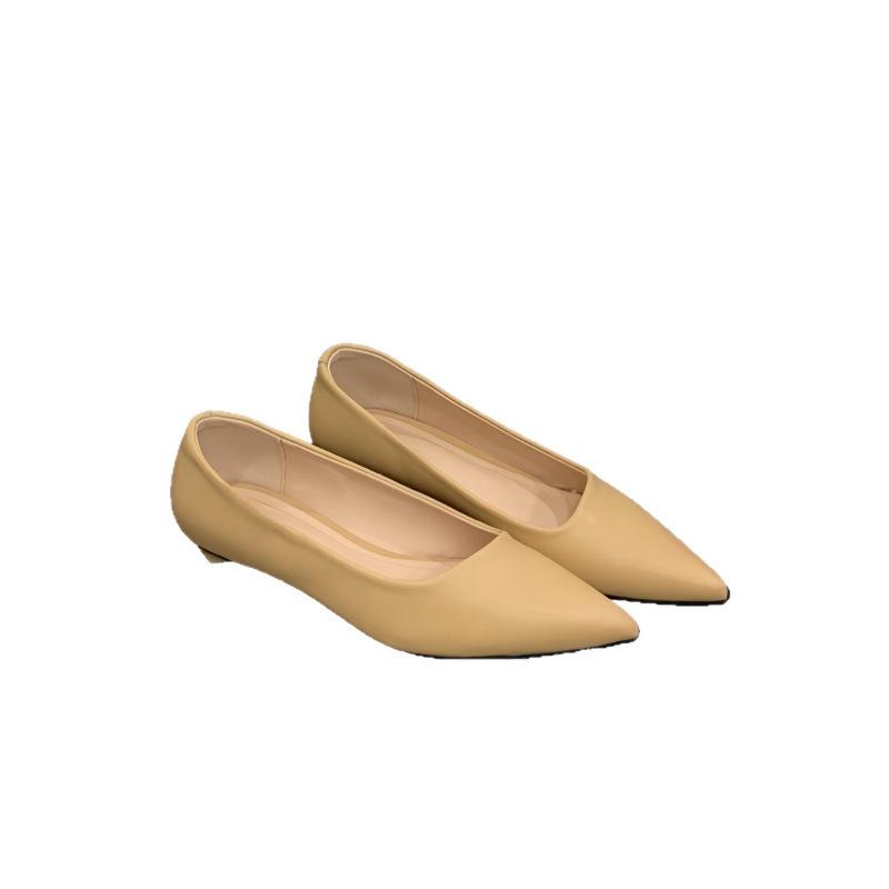 2025 New Low-heeled Single Shoes Women's Flat-soled Shallow Mouth Versatile Pointed One-pedal Grandma Shoes