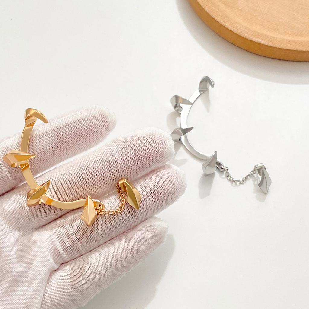 Shiny-Ear Cuff Wrap Left Ear Clip Earring Devils Fang Ear Bone Clip Ear Hook Single Halloween Earring Women Girl Teen