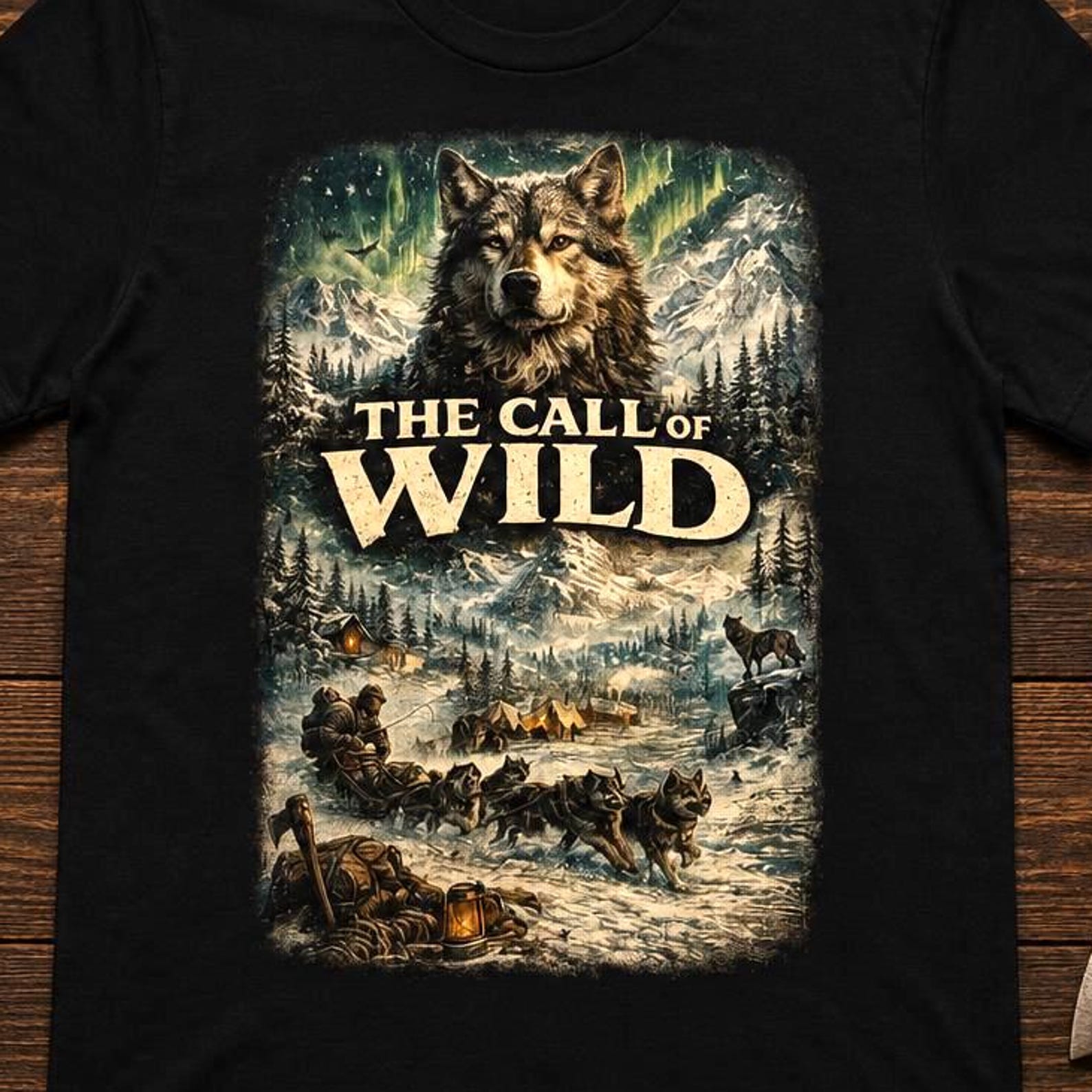 Call of the Wild Literature Shirt, Classic Book Tee | Vintage Nature Wolf Graphic T-Shirt, Adventure Literary Apparel, Wilderness Unisex Top S