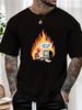 Mens Casual Tshirt Skeleton Flame Email Print Short Sleeve Round Neck Breathable Soft Oversized Humorous Daily Tee