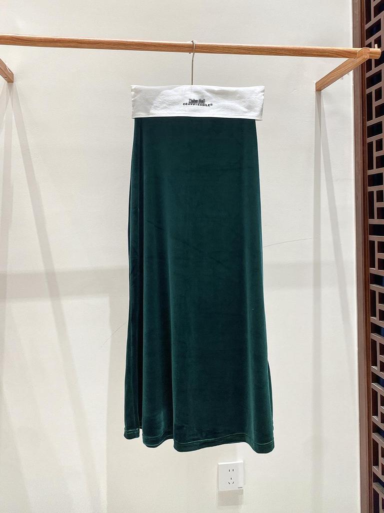 Samt-Fischschwanzrock mit hoher Taille - Damen Schlankmachend A-Linie, Nationalstil, Neu Herbst 2025