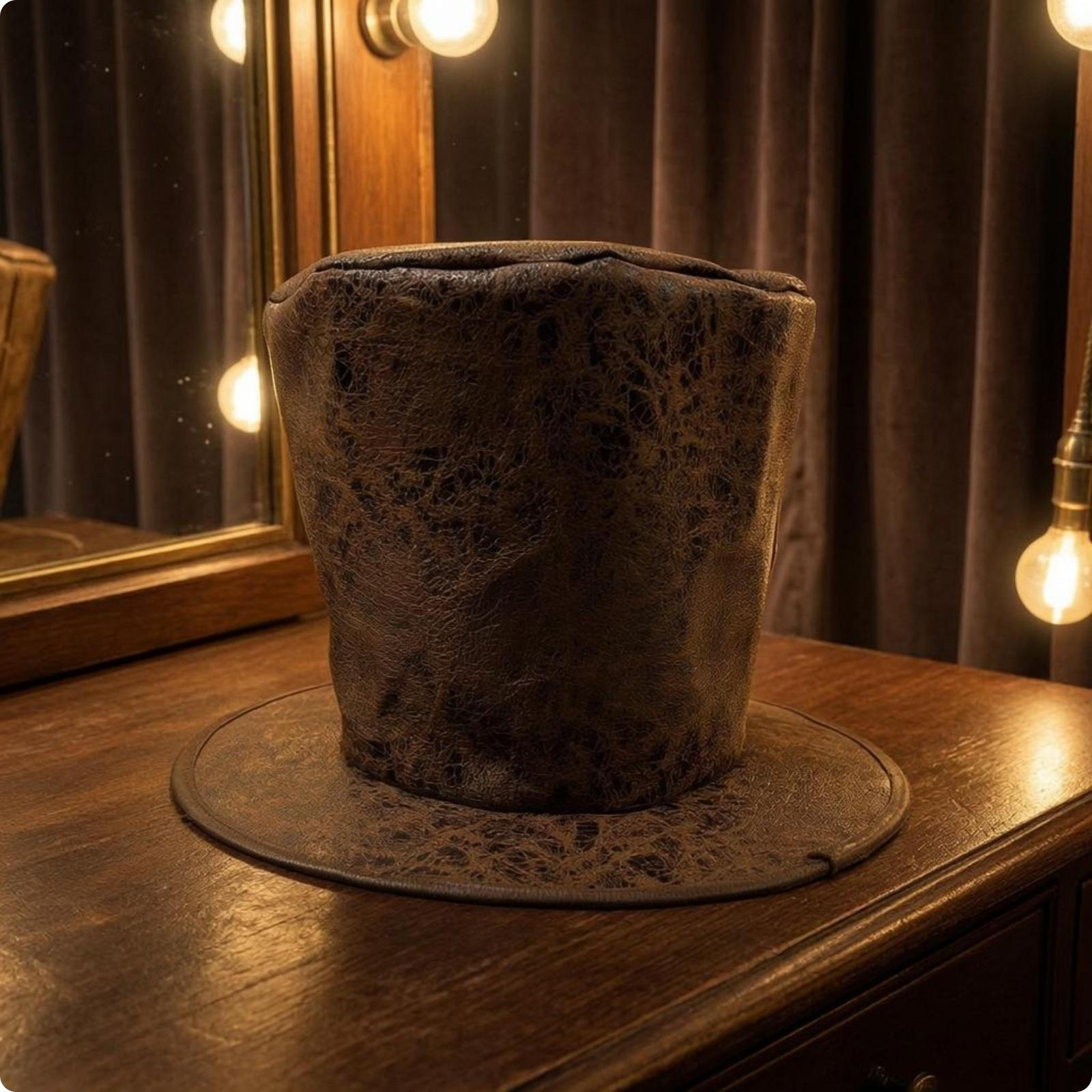 Wysoki Cylinder Kostium Sceniczny z Szerokim Rondem Cylindryczną Koroną Nakrycie Głowy dla Artystów, Brown Suede brown