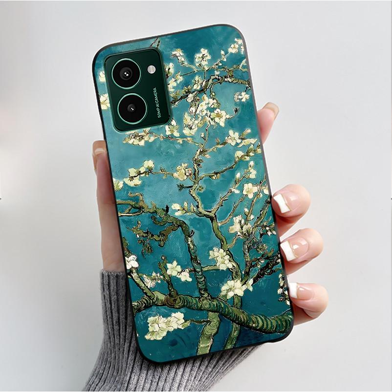 Custodia per Telefono Stampata Per Nokia HMD Pulse PRO/HMD Pulse/HMD Pulse+ Cover Guscio Nero in Morbido Silicone Custodia Carina con Fiore Cartone Animato